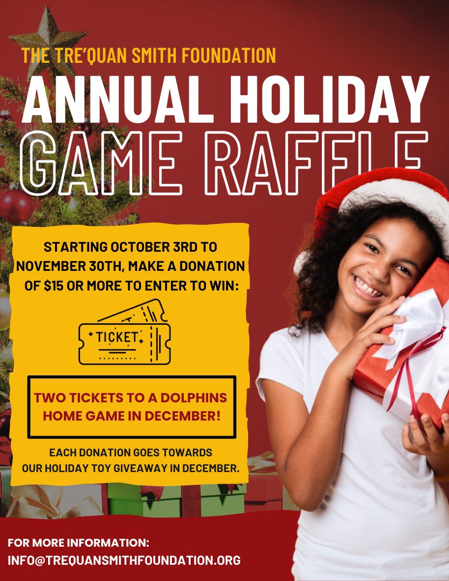 Help us collect toys for kids this Christmas and win TWO TICKETS to a MIAMI DOLPHINS home game in December!🎁 

Enter as many times as you’d like by 11/30 via the link in our bio. Good luck! 🍀 Link is in the bio.