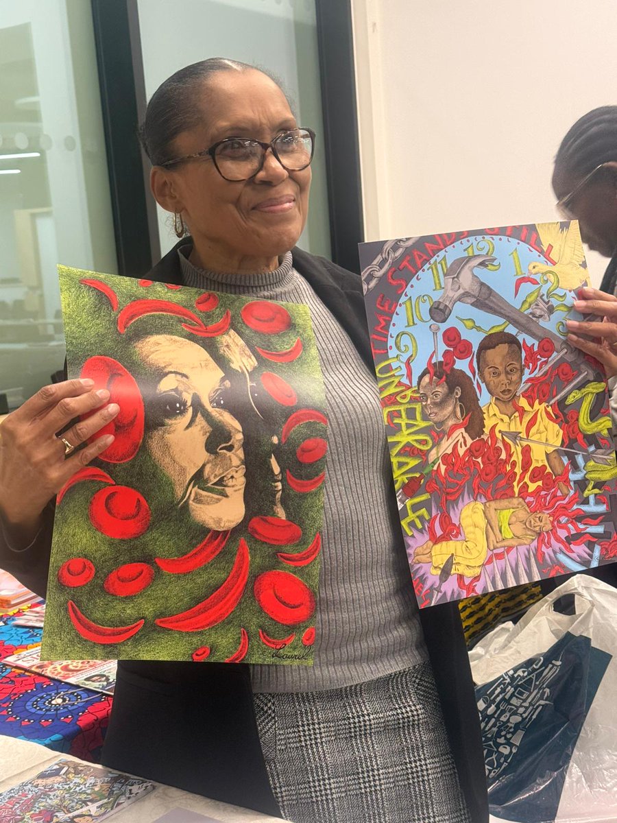 BrumantPalm's tweet photo. @gjsathyamoorthy @SickleCellUK It was an amazing day, with amazing people. Thank you for purchasing 2 poster prints of my Art work. Art as therapy is one of the ways that I control my mental Health. Faith, music and writing are all used as my therapist.#sicklecell#creative#sickleadvocate https://t.co/Igf01UMRyJ