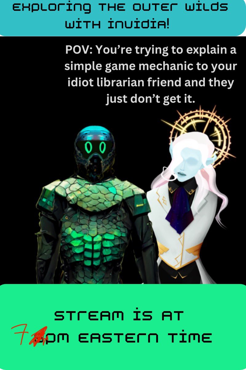 Basilrathbot's tweet photo. Library will open in about an hour @Invidia_Syren and I continue our adventure through the outer wilds! https://t.co/DZbRjfoFll