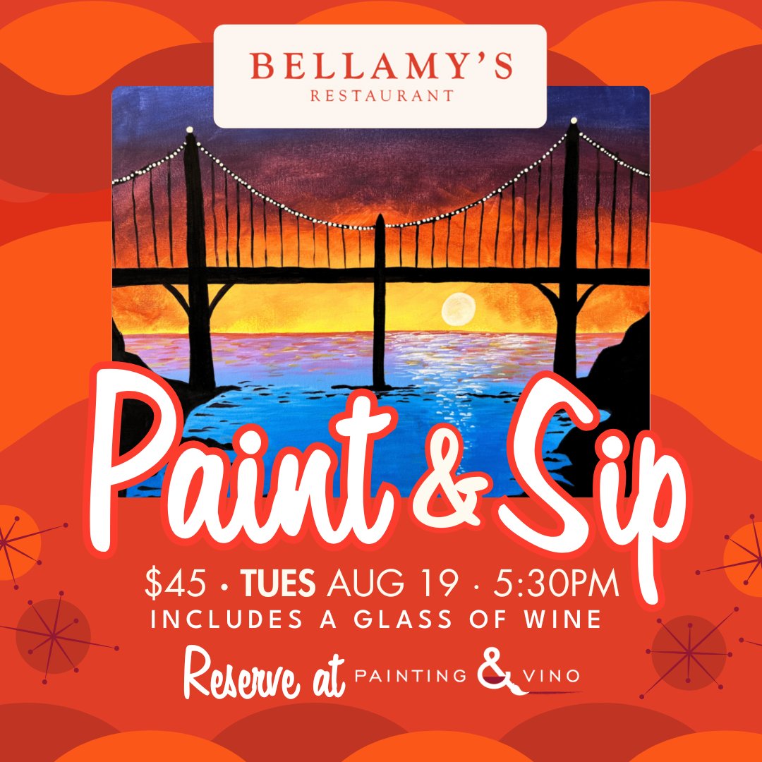 BellamysDining's tweet photo. 🎨🍷 Sip, Paint &amp; Romance Awaits! 🍷🎨

Hey, art lovers! This Tuesday, November 19 at 5:30 PM, get ready for an evening of elegance, sass, and spunky creativity at Bellamy's in Escondido! 💃🖌️ $45 per person. 
 
Reserve now: https://t.co/TW2skQHn1Q 

#Art #Wine #Escondido https://t.co/8xjEmZjzfS