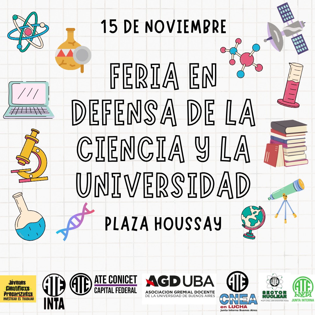 No sé ustedes, pero yo me quiero morir.
Estoy en una espiral de tristeza y angustia.

Igual, ya que estamos, les cuento que el 15 de noviembre en Plaza Houssay se viene la feria en defensa de la ciencia y las universidades públicas.

Si sigo viva, nos vemos ahí 💪