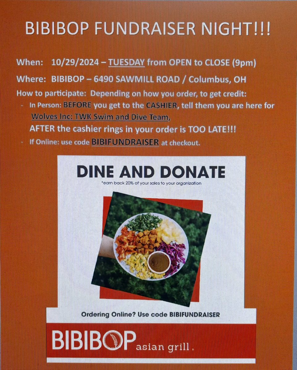 Come get dinner tomorrow, use this flyer, and support the swim and dive teams!!!  Fundraiser goes all day, stop by whenever and tell the cashier before you are checking out!

#GoCards
#GoWolves