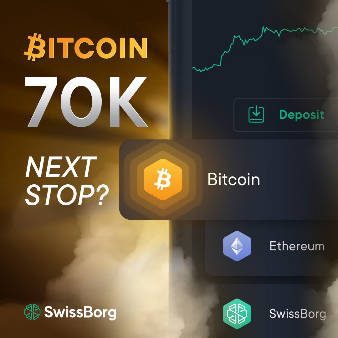 swissborg's tweet photo. #Bitcoin breaks $70k! 
When #ATH? Answer in the comments 👇
The closest guess will win a SwissBorg swag! https://t.co/XfupdDZMoP