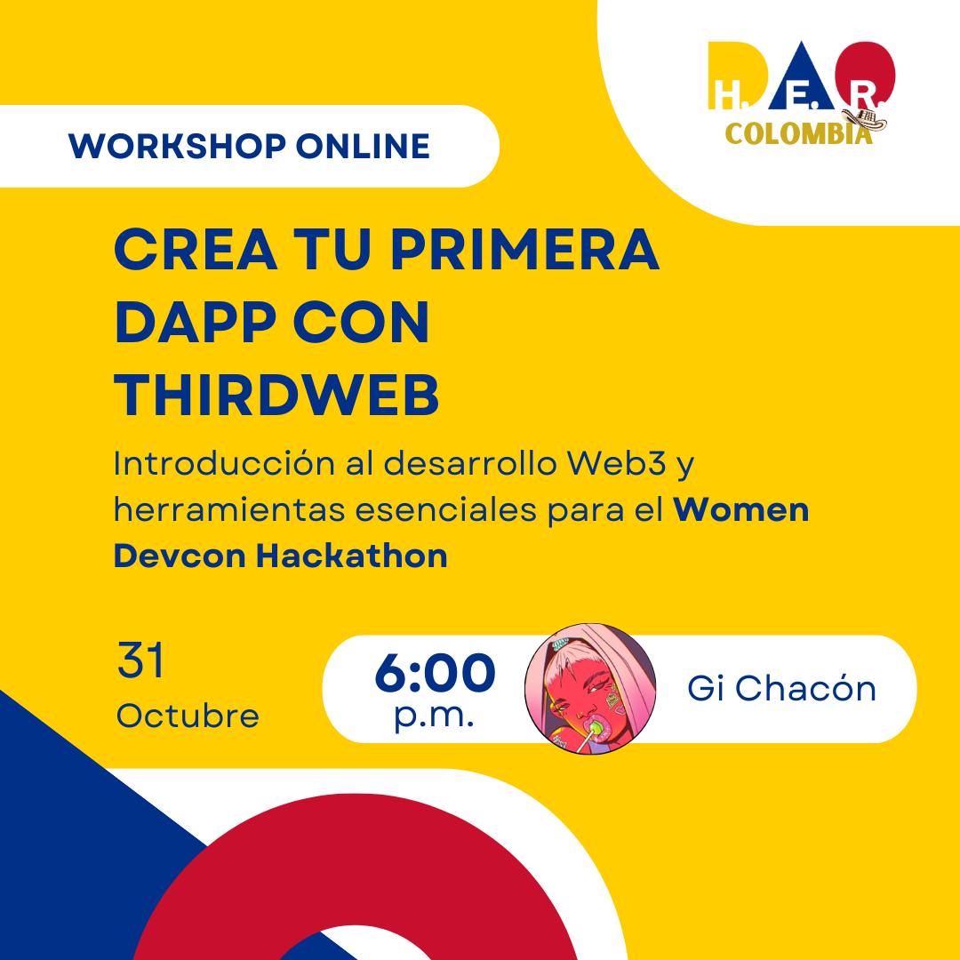 Únete a nuestro workshop virtual y Crea tu Primera dApp con <a href="/thirdweb/">thirdweb</a> 👩‍💻⚒️

De la mano de <a href="/Gi_Chacon/">gi</a> aprenderemos los fundamentos del desarrollo en blockchain y cómo utilizar Thirdweb para acelerar tu proceso de desarrollo de dApps.

Registro requerido:
🔗 lu.ma/cnojg0ky