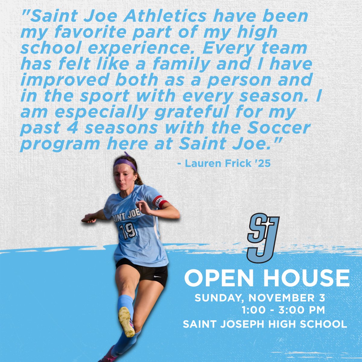 Learn more about Saint Joe Athletics and co-curriculars at Open House on Sunday, November 3, from 1:00-3:00 PM.

RSVP here: bit.ly/40fz1X4
