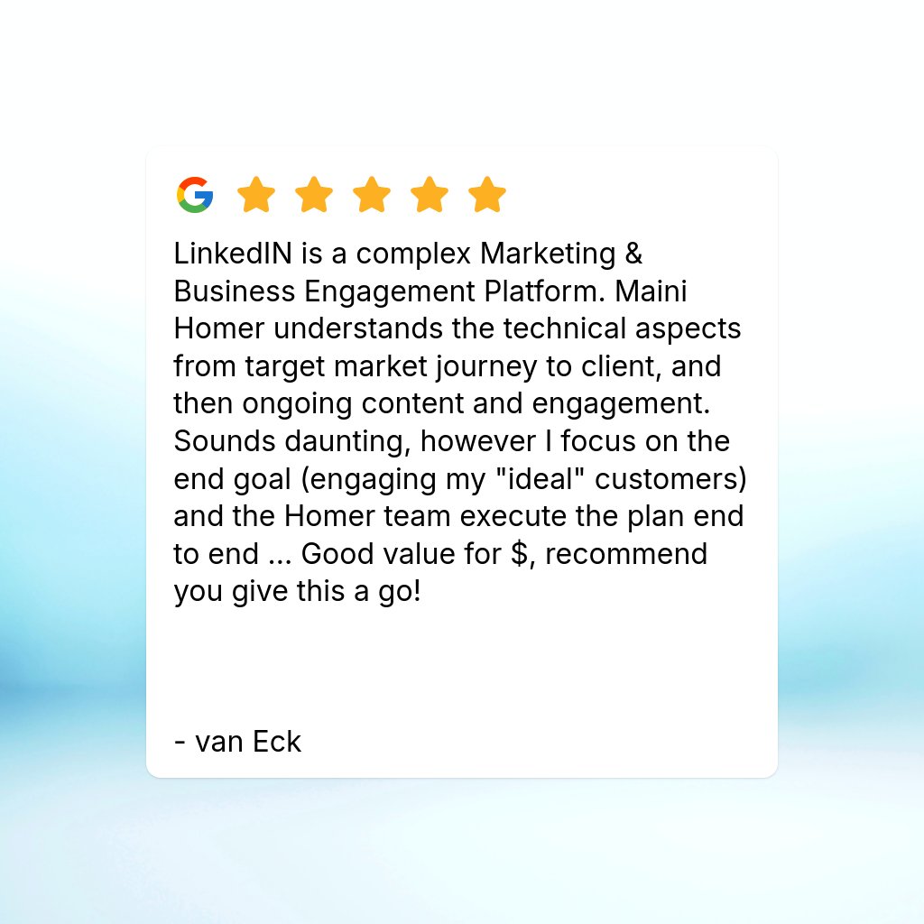 HomerDigital's tweet photo. 🌟 Another amazing review from a super happy client! 😊 

Thank you for taking the time to share your feedback and help us grow! 🙌💖

Reach out today to see how we can help you solve your business problems.

 #Grateful #ClientLove https://t.co/JrmVbwrqSf