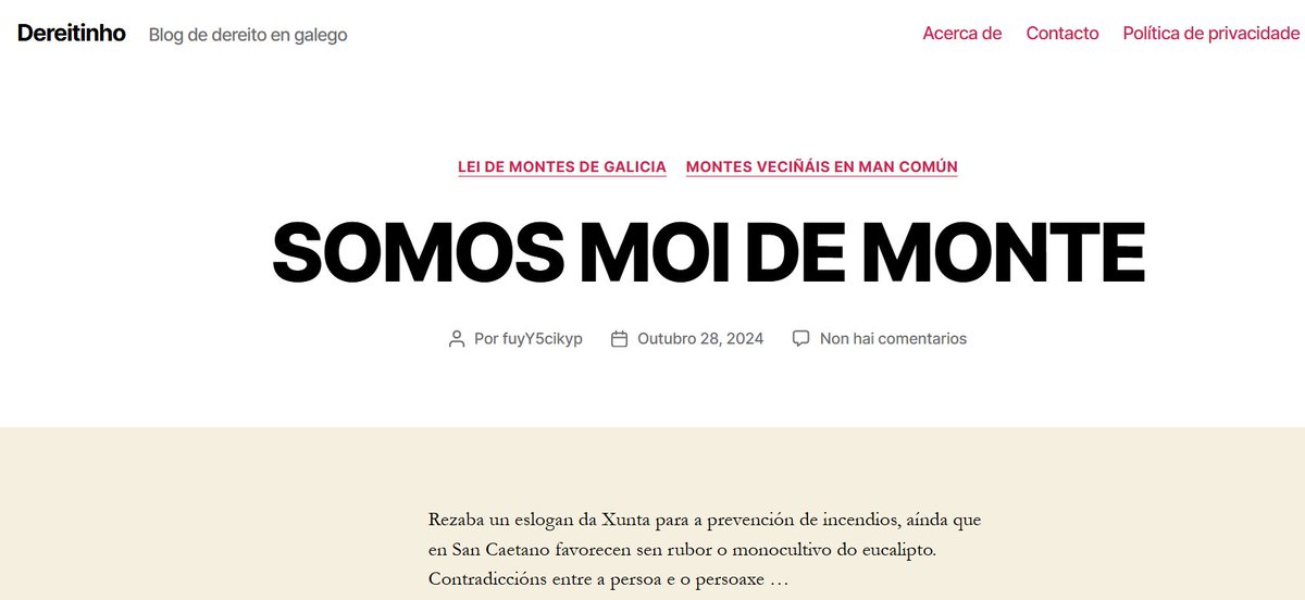 BlogDereitinho's tweet photo. Ola a tod@s! Despois dun pequeno paréntese, achego o enlace a unha nova entrada do meu blog de dereito en galego (Dereitinho). Esta vez falamos de montes veciñais en man común.

https://t.co/eNHePK6X6E https://t.co/hYhqRkdX7b