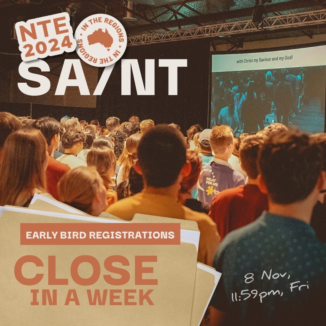 Early Bird close next week Friday 8 Nov for NTE2024 In the Regions - SA/NT. Rego now at nte.org.au/sa-nt and tell your friends who haven't registered yet. Save $15 when you register before 8 Nov, 11:59pm, ACDT  #NTE2024 #IntheRegions #sa #nt #regoclose #standardrego