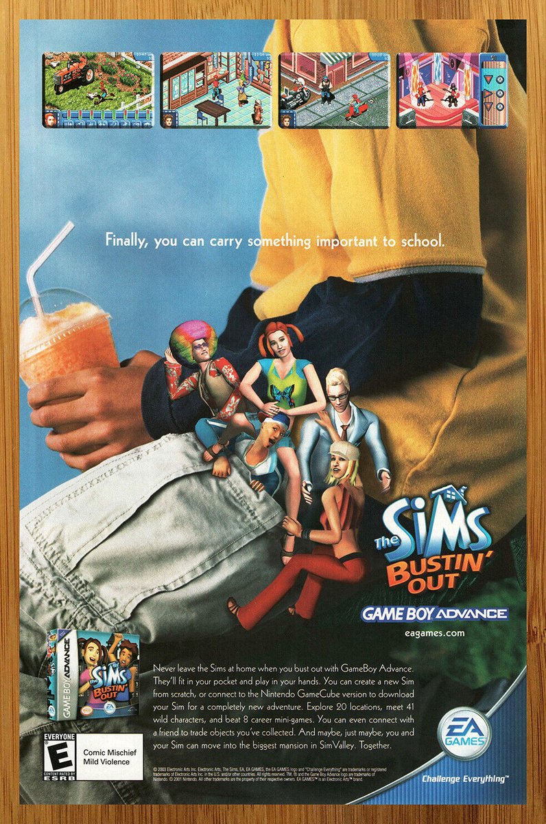Sims_Nostalgia's tweet photo. The Sims Bustin Out GBA advert (2003) https://t.co/HIUG21HnwZ