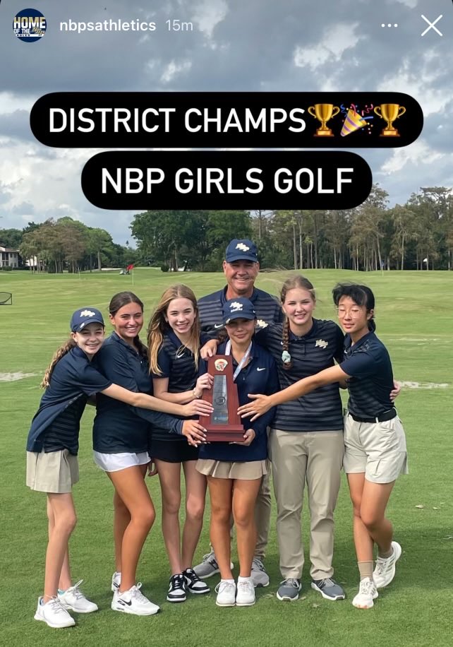 NBPSGolf's tweet image. Congratulations to the NBP Girls Varsity for winning the District Championship at Boca Lago Country Club today. Led by Jesera Mendez shooting a 78 and placing 3rd overall. Well done Girls. Regionals here we come.