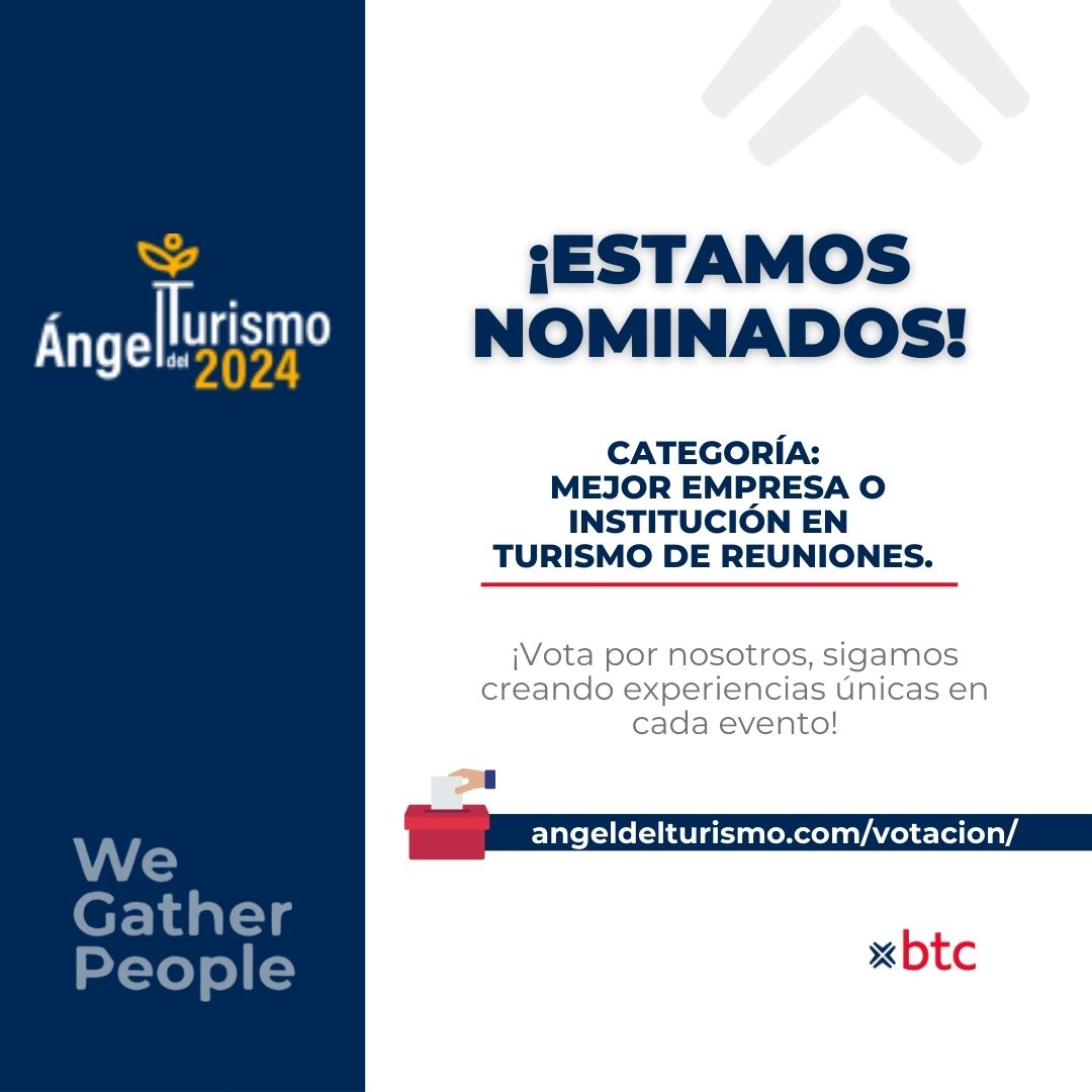 BTCamericas's tweet photo. Nos llena de orgullo formar parte de los finalistas en la Categoría de Mejor Empresa o Institución en Turismo de Reuniones✨ ¡Necesitamos de tu apoyo para alcanzar este reconocimiento! 🗳️Vota aquí: https://t.co/IQ3tpj053n #WeGatherPeople #WeComeTogether https://t.co/Z7wrB93QlS