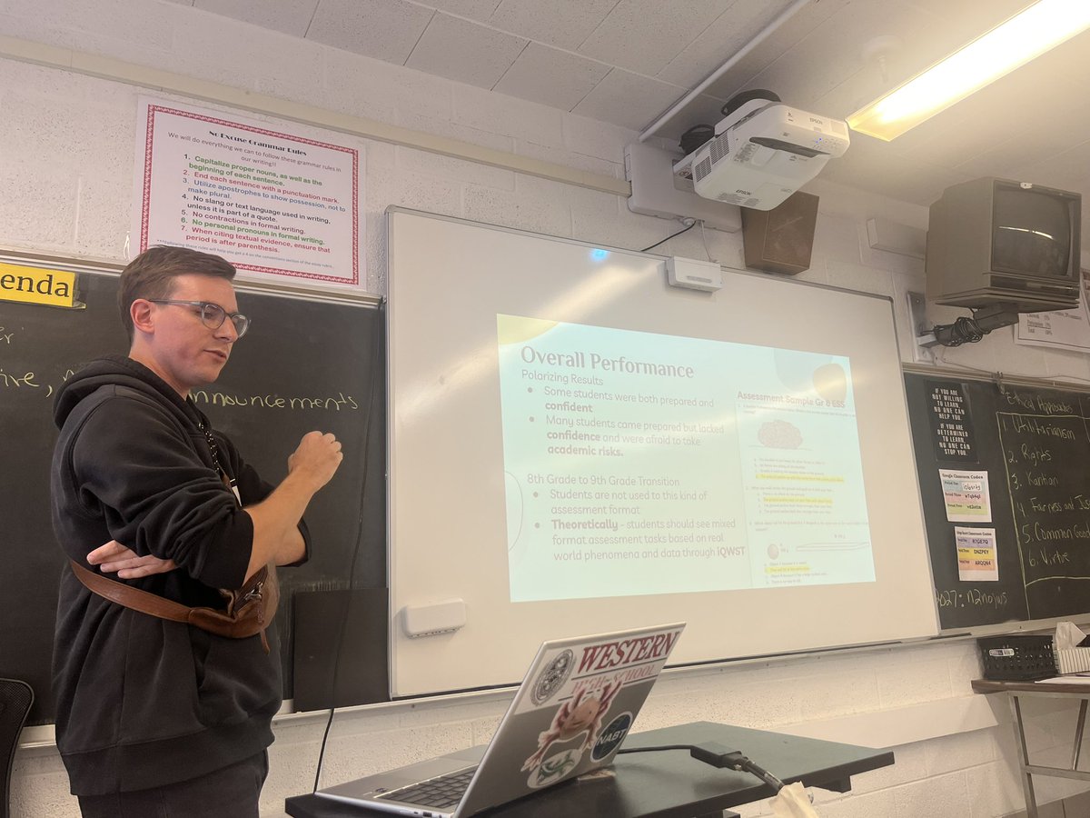 DeskofBHorne's tweet image. Engaging students with real-world applications in science! Discussing overall performance, confidence, and the transition from 8th to 9th grade with ILT today. #Education #STEM #ClassroomLearning #TeachingMoments