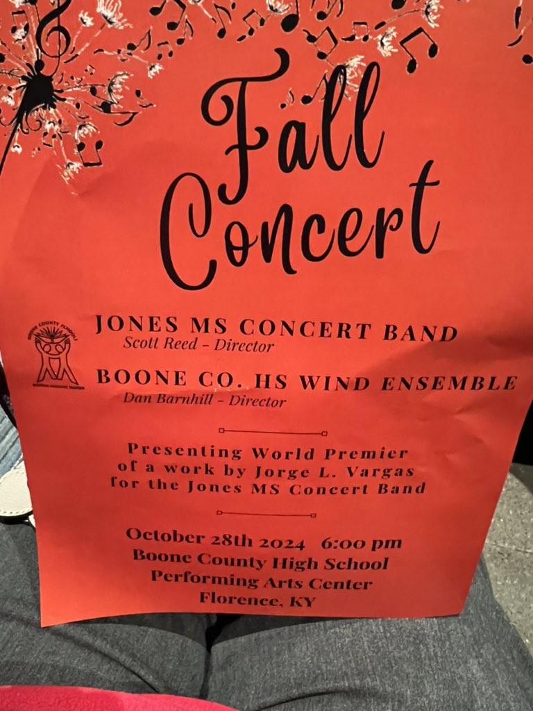 Just enjoyed an amazing performance by the Boone County HS Wind Ensemble and wire Jones MD Concert Band presenting a World Premier of Jorge L. Vargas work Cumbia!  made possible by a grant from NKCES! <a href="/Boone_County/">Boone County Schools</a> <a href="/BCHS_Rebels1955/">Boone County High Sc</a> <a href="/RAJonesMusic/">Jones Middle Music</a>