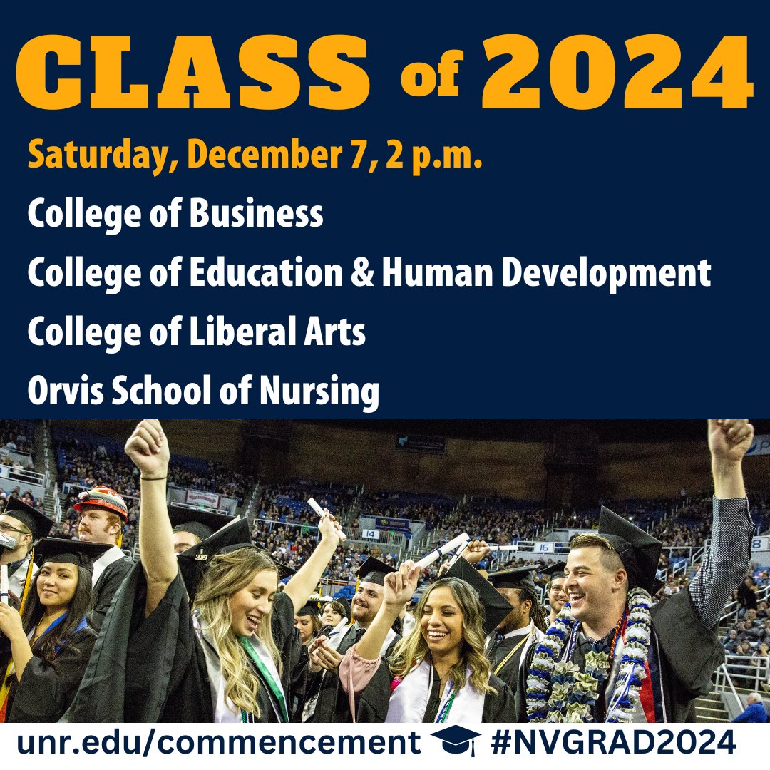 unevadareno's tweet image. Save the Date! @unevadareno’s Winter Commencement ceremonies will be held December 7, 2024, at the Lawlor Events Center. For more information, click the link unr.edu/commencement/w… ! #PackPride #NVGrad2024 #GradsOfThePack