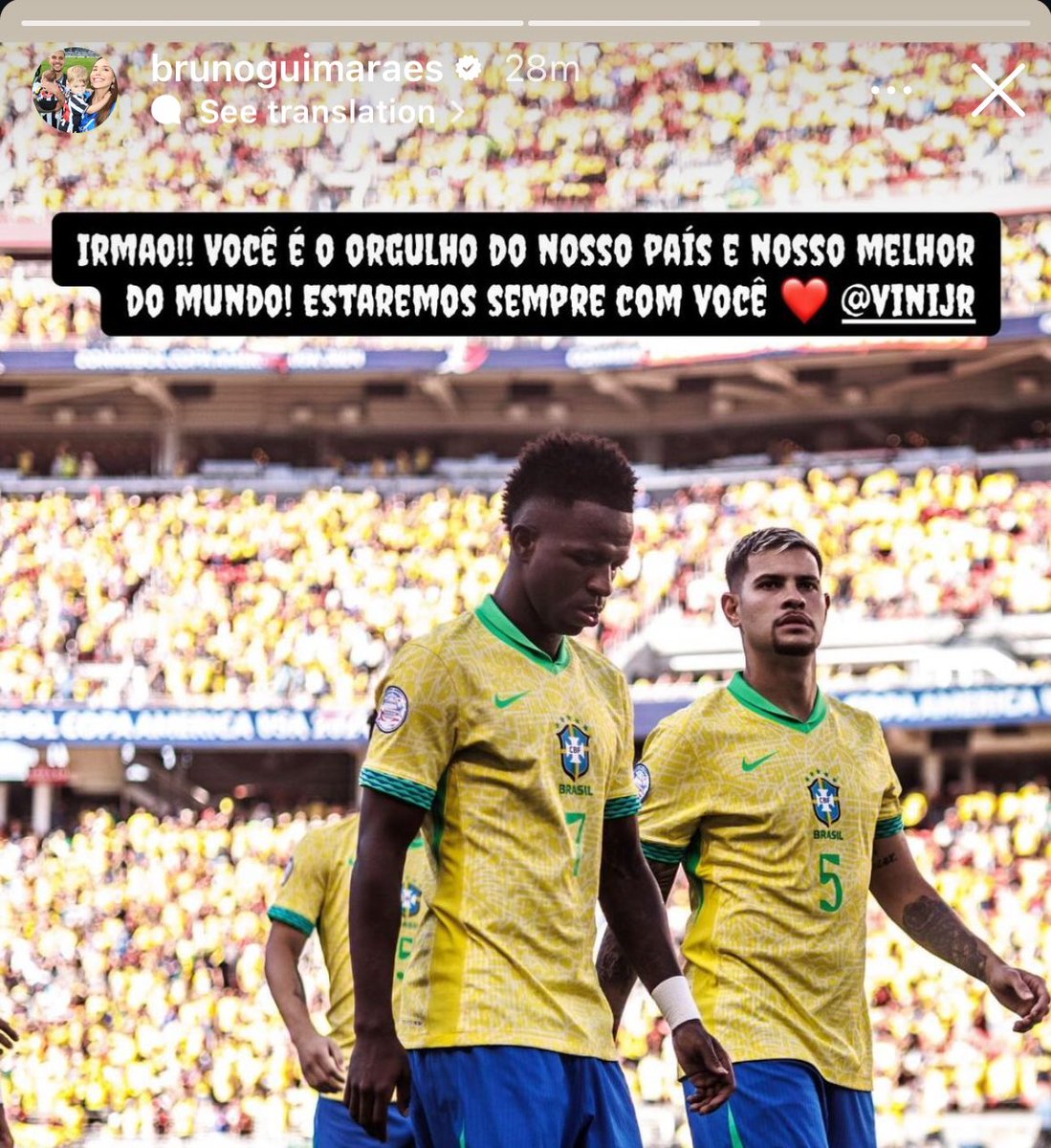 🚨Bruno Guimarães on Instagram: 

“You are the pride of our country and the best in the world.”