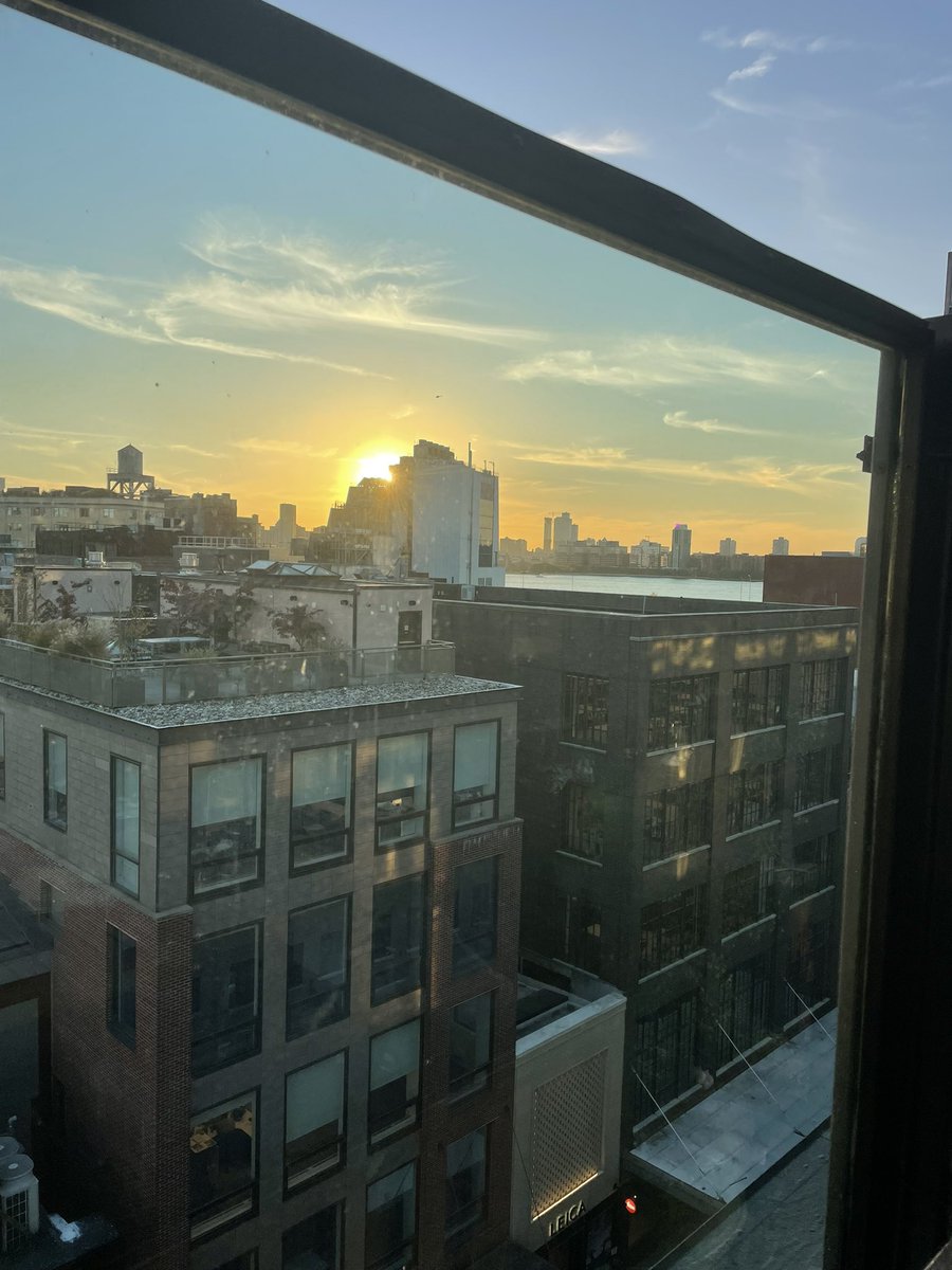 How it started …how it’s going. The tranquil sunrise in my forest on the lake to the metropolitan sunset over the Hudson. 
Very different experiences and both so awesome.