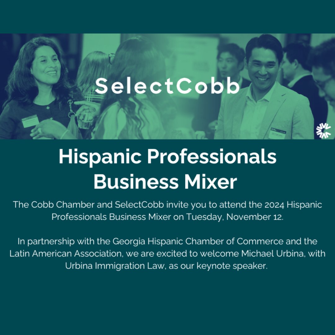 GHCC_news's tweet image. Connect with #HispanicProfessionals at the 2024 #BusinessMixer!
⁣⁣
Engage, network, and grow with fellow Hispanic professionals at this event hosted by the @CobbChamber and #SelectCobb. We’re excited to welcome Michael Urbina, Chief Executive Attorney.⬇️