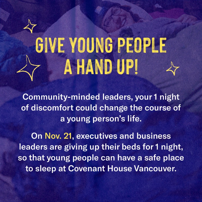 Covenant House Vancouver (@covenanthousebc) on Twitter photo Your 1 night of discomfort could change the course of a young person’s life.
Join Sleep Out today! secure3.convio.net/chb/site/TR?fr…
#CHSleepOut #business #leader #youth #CHV Your 1 night of discomfort could change the course of a young person’s life.
Join Sleep Out today! secure3.convio.net/chb/site/TR?fr…
#CHSleepOut #business #leader #youth #CHV