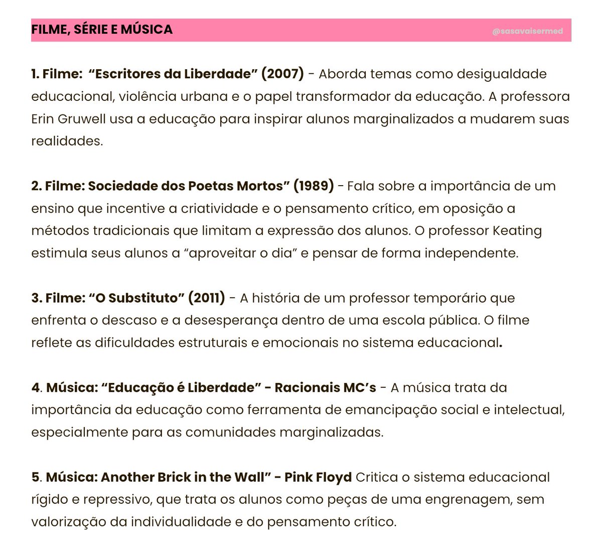 sasavaisermed's tweet photo. REPERTÓRIOS PARA A REDAÇÃO DO ENEM!! (estou postando por eixos) 
eixo: educação📚 https://t.co/6FkRog7RUw