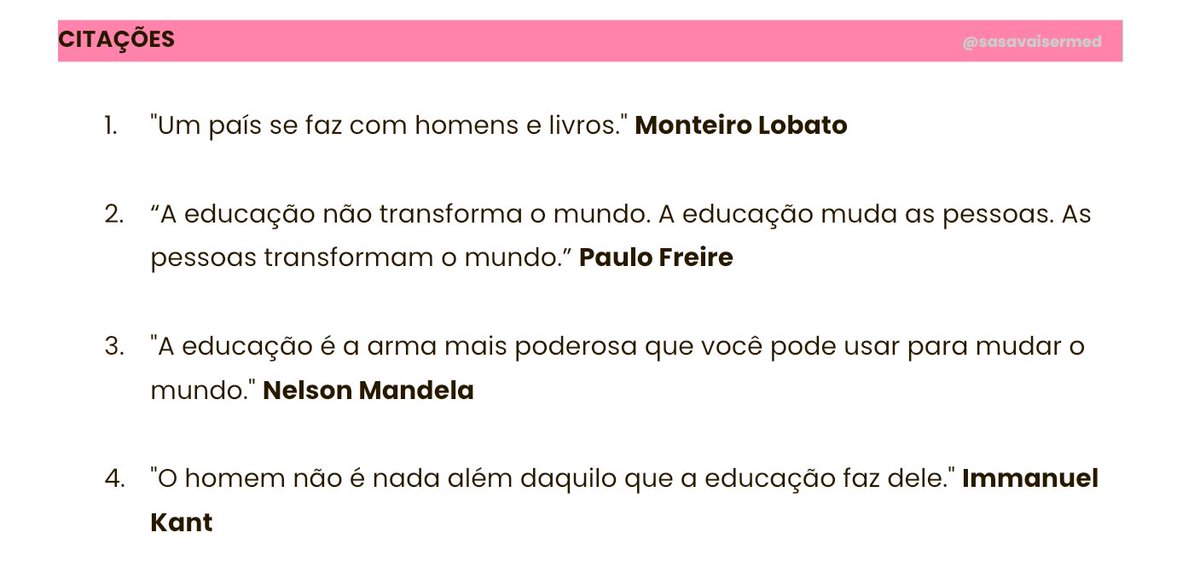 sasavaisermed's tweet photo. REPERTÓRIOS PARA A REDAÇÃO DO ENEM!! (estou postando por eixos) 
eixo: educação📚 https://t.co/6FkRog7RUw