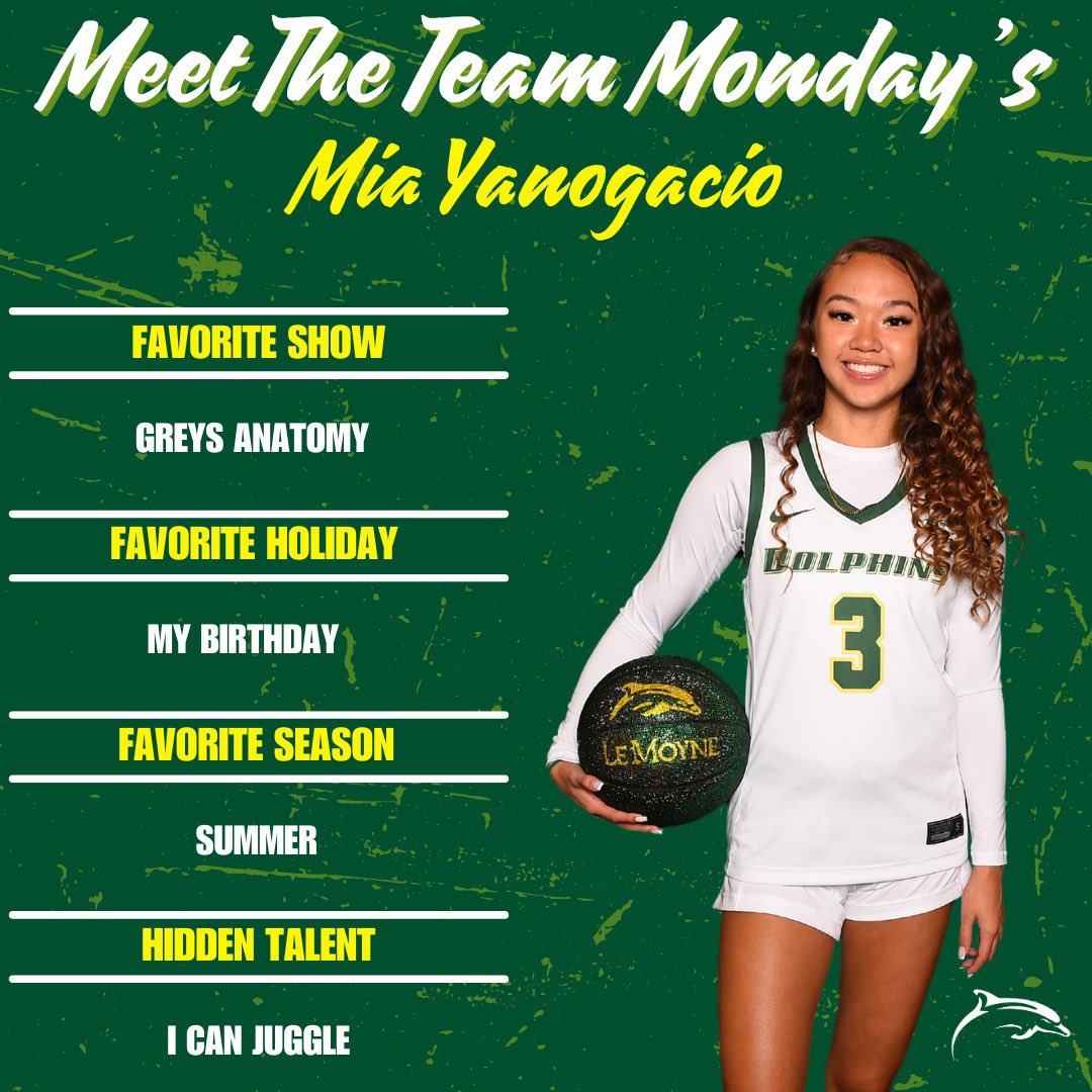 LeMoyneWBB's tweet photo. Get to know #3, Mia! 🐬

#PhinsUp #BigPhinEnergy #Phamily https://t.co/uKCmnGvORf