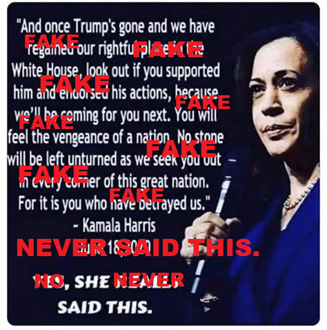 Just in case anyone's seen this garbage... snopes.com/fact-check/har… (No, she never said this. The quote apparently originated on a "satire" site. Trump's comments about the "enemy within" are real though, as is his claim that he'd be a dictator "for one day"...)