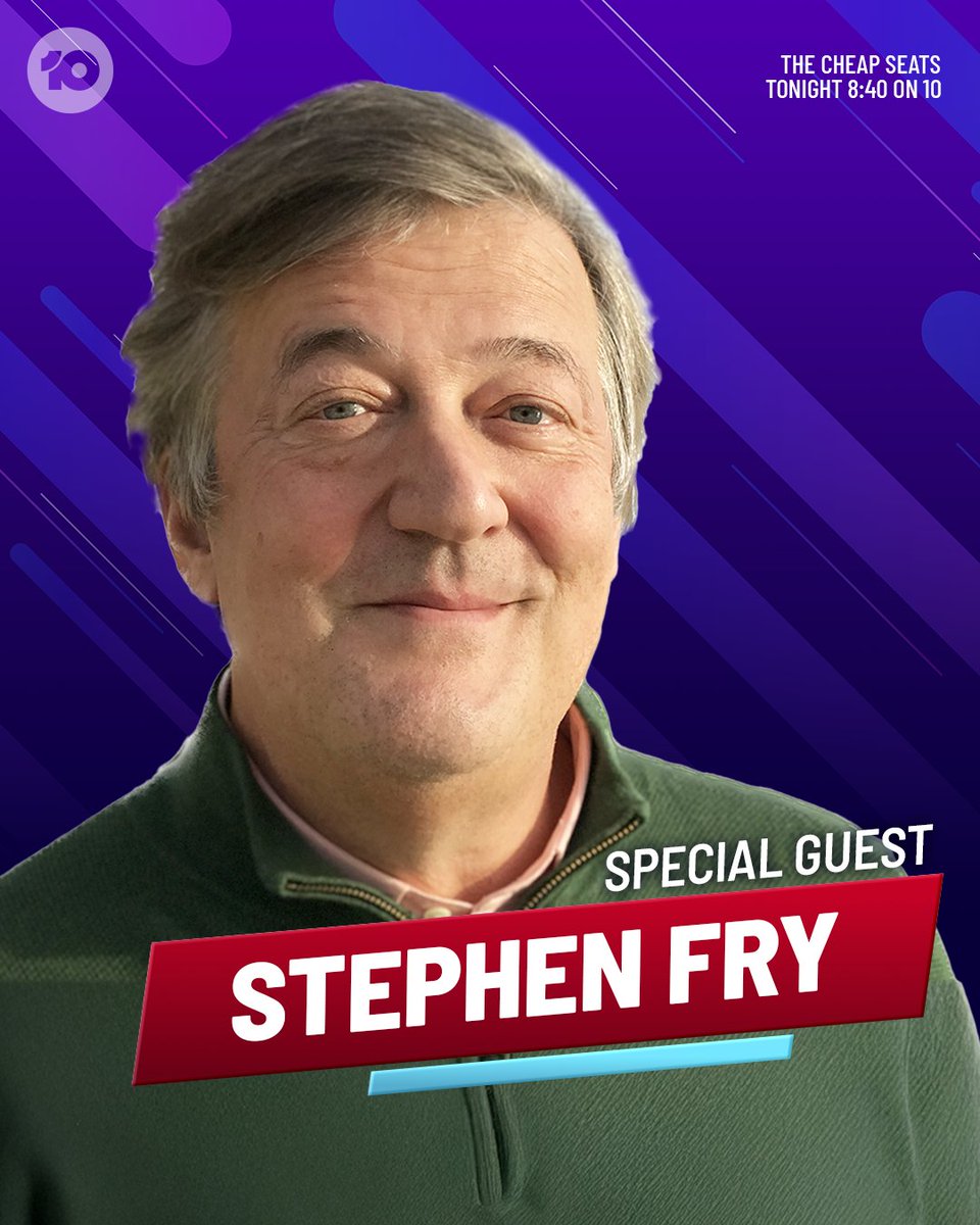 cheapseatsau's tweet image. Honestly, we're a little star struck - UK comedy icon @stephenfry joins us tonight and we're so excited we can barely squeak.

#CheapSeatsAU 8:40 TONIGHT after #TaskmasterAU on 10 and 10 play