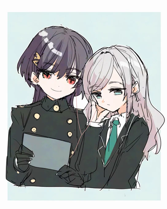 せっちゃんと泉さん、初手で赤系統有線イヤホンシェアしててそんなHAHAHA 