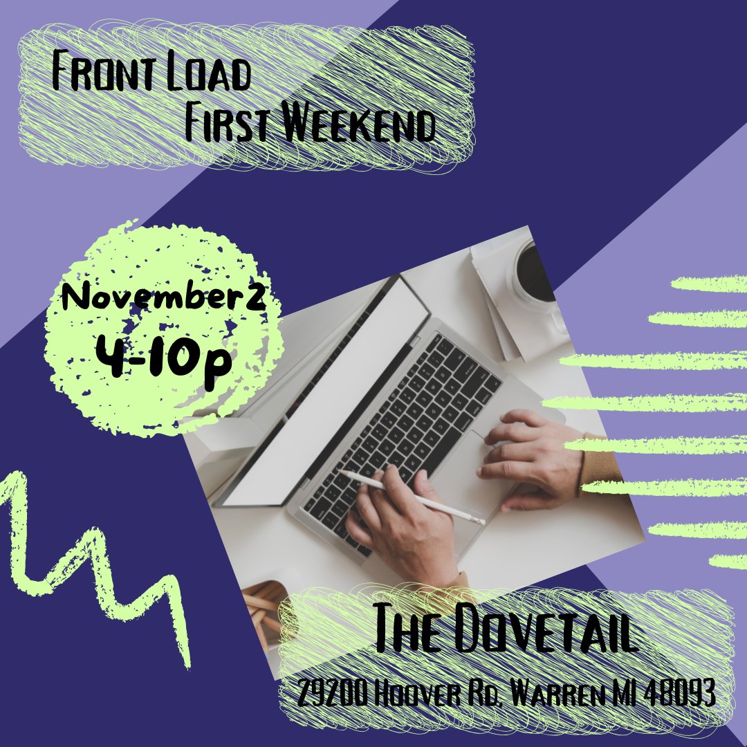 firstdraftdet's tweet image. Our FIRST event of the First Draft Frenzy season in November is First Load First Weekend! Join us on November 2nd (this Saturday) from 4pm-10pm (or any time between) at The Dovetail in Warren.