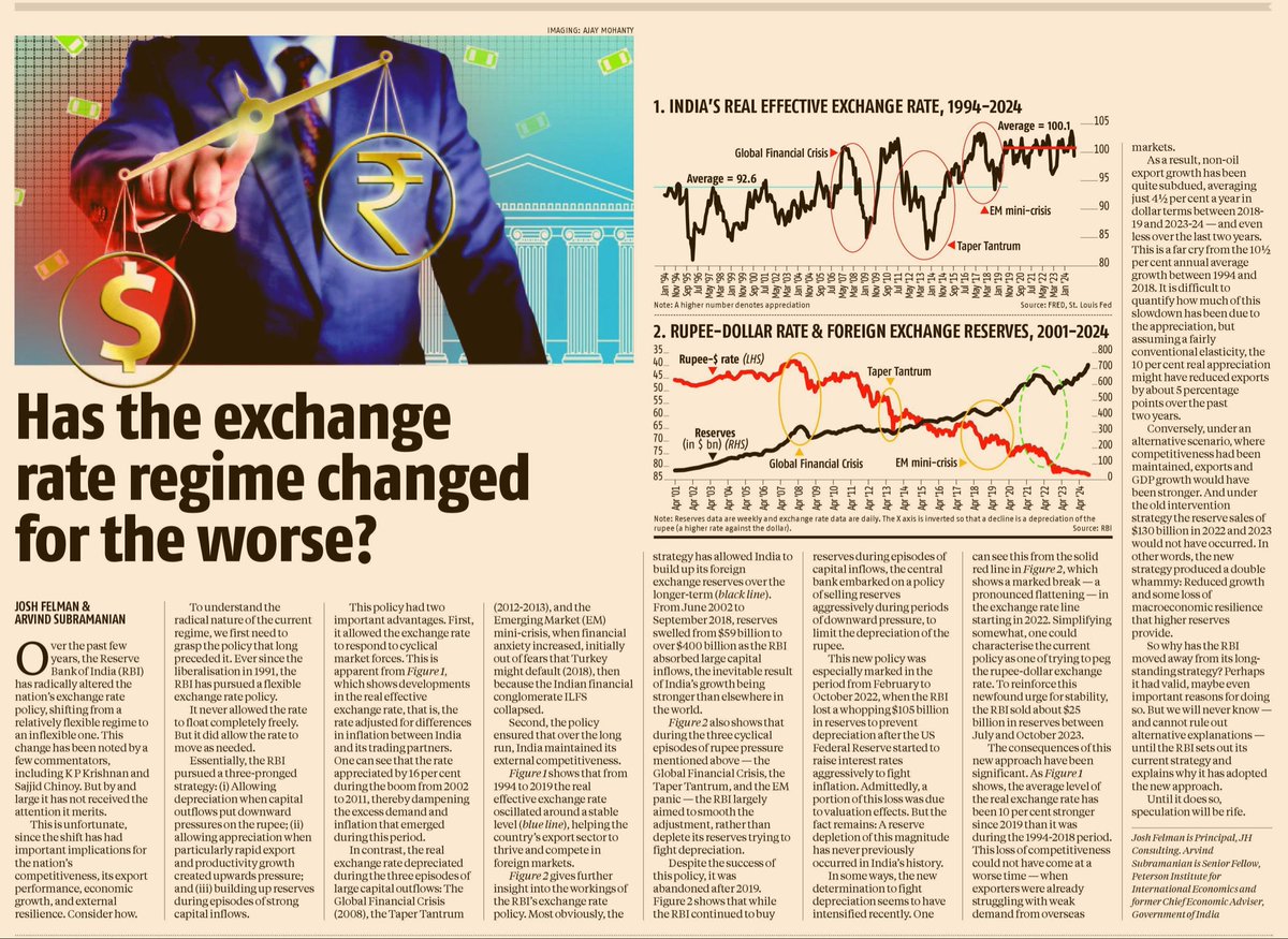 Without any public announcement or discussion, the RBI has abandoned the relatively flexible exchange rate regime in place since 1991. Arvind Subramanian and I investigate the consequences.