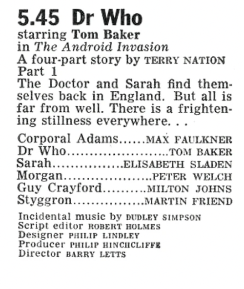Doctors_Beard's tweet image. "The Android Invasion" - Part 1 - The Doctor and Sarah find themselves back in England. But all is fair from well. There is a frightening stillness everywhere...
#DoctorWho #TheAndroidInvasion #SciFi #TimeTravel #WhoviansUnite #SarahJaneSmith #TARDIS