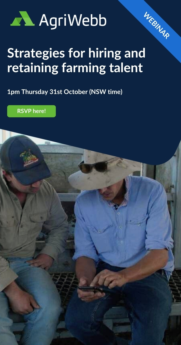Upcoming <a href="/AgriWebb/">AgriWebb</a> webinar: strategies for hiring and retaining farming talent 🚜 👩‍🌾

⭐ How to attract skilled workers
⭐ Techniques to retain staff
⭐ Build a positive farm culture 
⭐ Improve employee engagement

Held 31 Oct - Register 👇

okt.to/pXjYlA