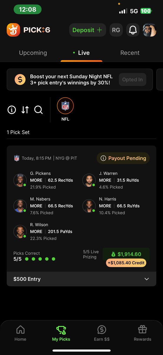 NOYMAN11's tweet photo. @Pick6  nice win https://t.co/Q6BRM08s3x