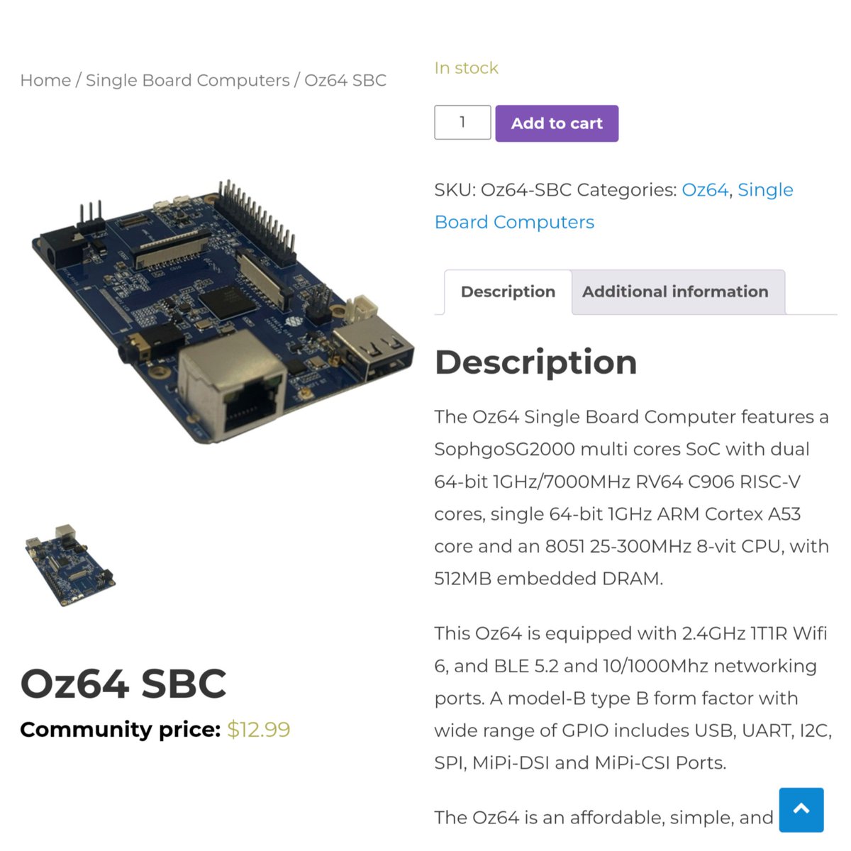 #RISCV Oz64 #SG2000 SBC is now available <a href="/ThePine64/">PINE64</a> 🎉

Source: pine64.com/product/oz64-s…