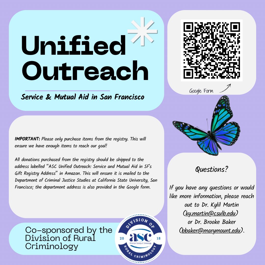 Can you believe the <a href="/ASCRM41/">Amer Soc of Crim</a> annual conference is only 2 weeks away? 📆⚖️

We are so excited to co-sponsor the first Unified Outreach service event to give back to the city that will host us - #SanFrancisco 🌉🤝