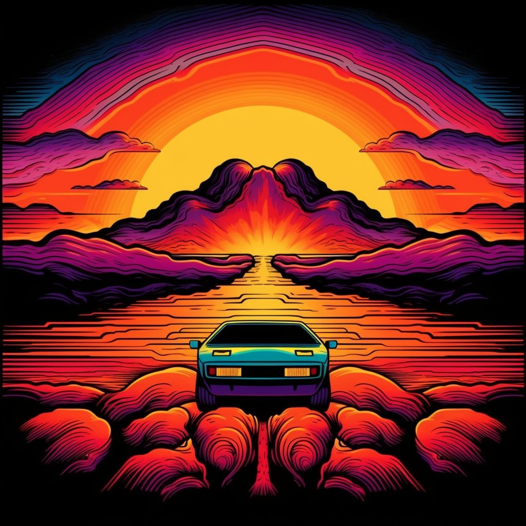 NeopromptAi's tweet photo. Prompt Share:👇📷
"Tshirt design, flat design of one retro, red ,1967 Enzo Ferrari’s old racing car, highly detailed, front view, Full view, full length, vibrant, in the style of surreal 3d landscapes, pretty, high contrast shading, dynamic imagery, intricate details...👇👇 https://t.co/dVD3V4wP2K