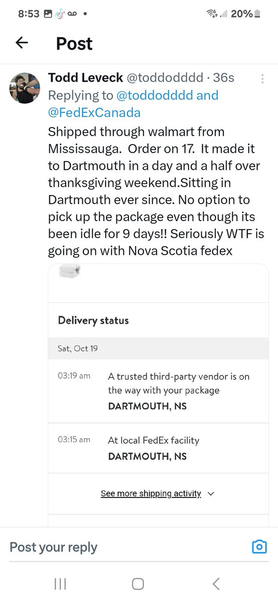 toddodddd's tweet photo. @FedExCanada https://t.co/0Mz9H18SG0