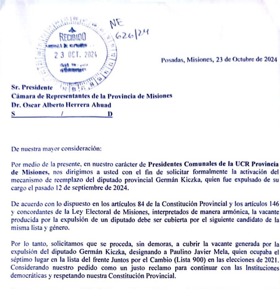 ucrmisionesweb's tweet photo. El Foro de Presidentes de Comités Comunales de la UCR Misiones exige que se respete la Ley &amp; @JavierMela1 asuma la banca que le corresponde a la oposición. https://t.co/CFMClFBaAL