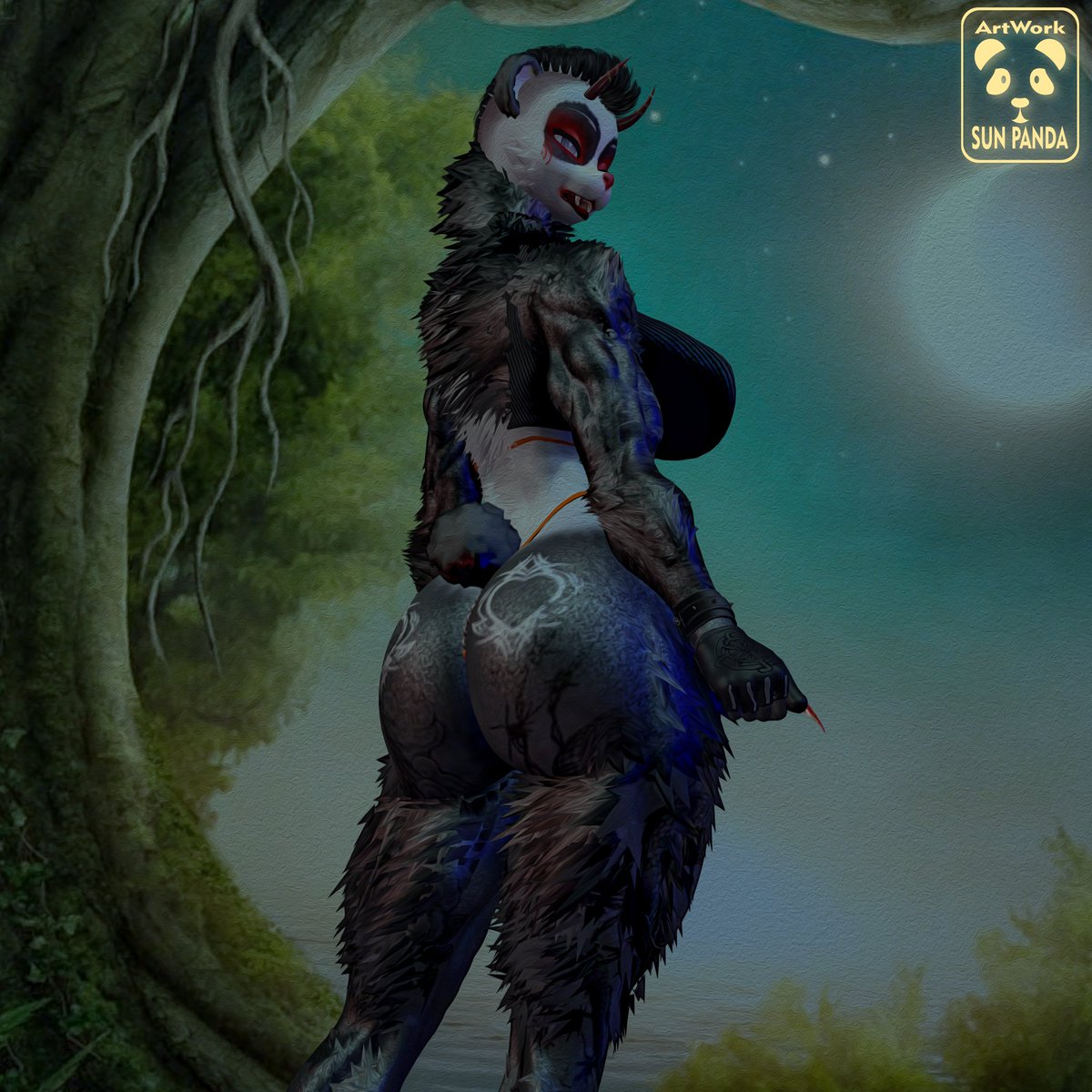 SunFoxSeleneSL's tweet photo. Well a Werepanda look a good idea to halloween!!!

#secondlife #furryarts #pandalovers #tattoo #furry https://t.co/7NCX4cTgaw