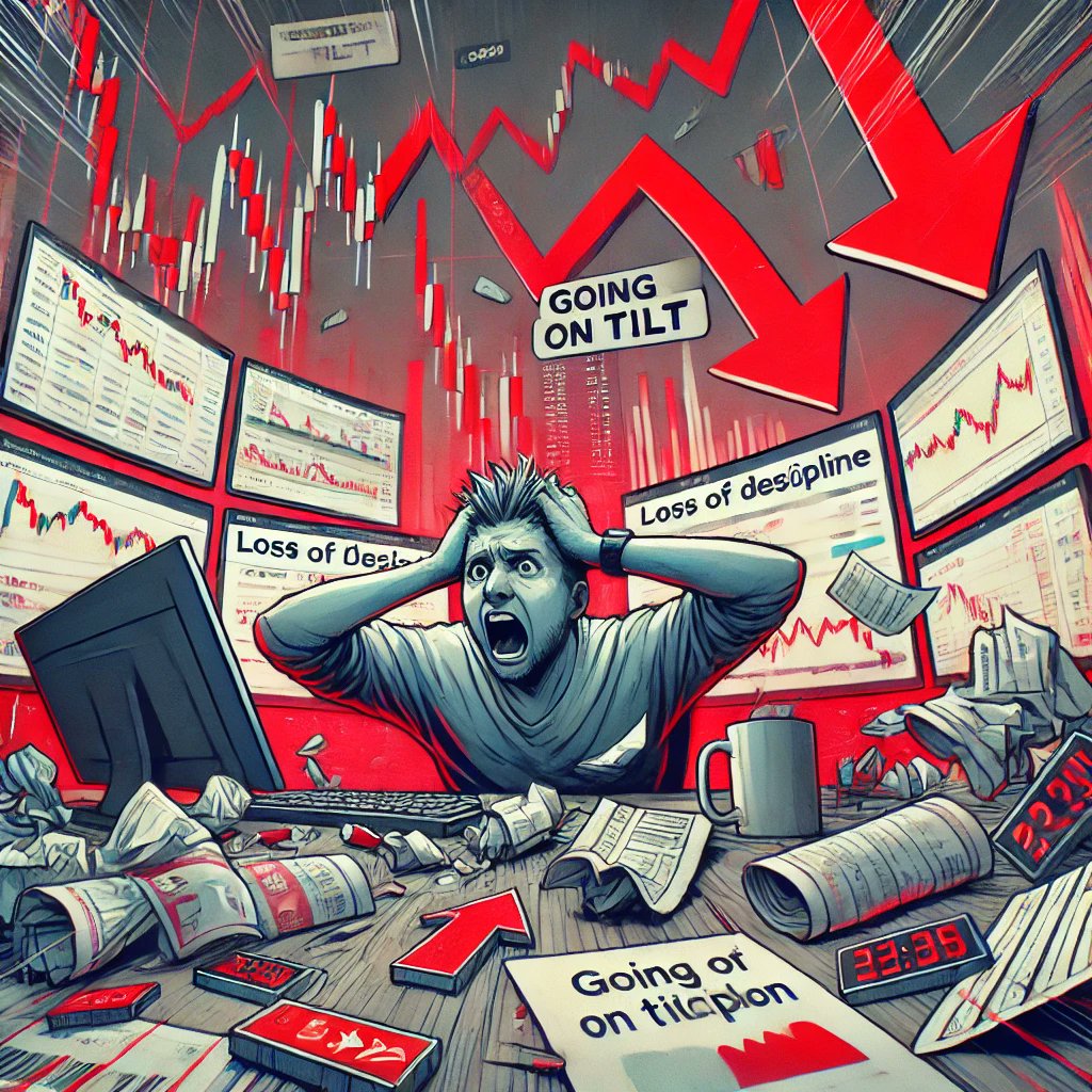 TraderPsychCom's tweet photo. Going on tilt in trading is a one-way ticket to blowing up your account. When emotions take over, discipline goes out the window. Next thing you know, you’re chasing losses and doubling down on dodgy trades. Take a breather, keep it cool, and stick to the plan. #TradingMindset https://t.co/Pg5QEyhKKe