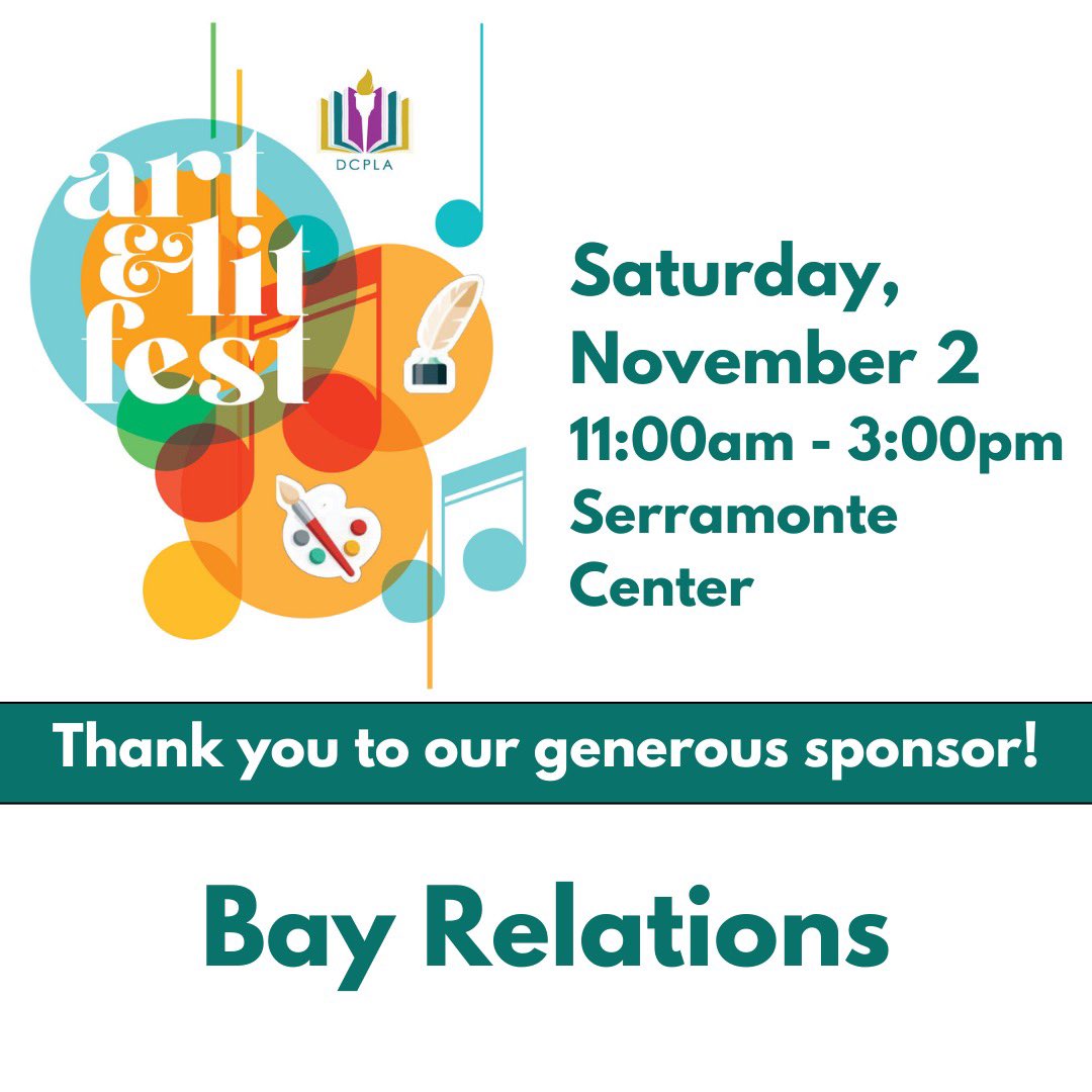 dcpla_'s tweet photo. Thank you Bay Relation for your generous support of the 3rd Annual DCPLA Art &amp; Lit Fest on Saturday, November 2! 

Learn more at https://t.co/7urSWLPz17

#dcpla https://t.co/FFDF7HtILo