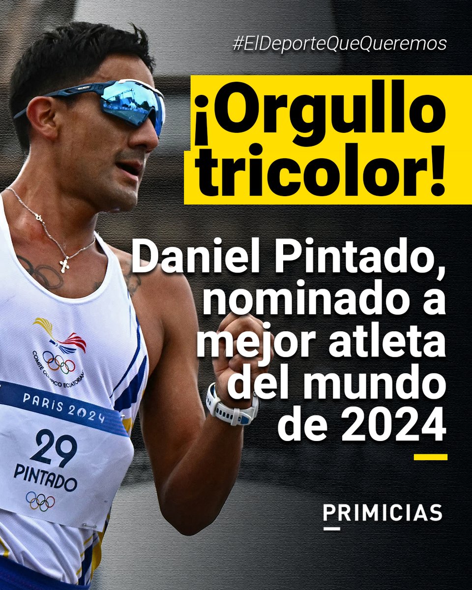 Primicias's tweet photo. #ElDeporteQueQueremos | El campeón olímpico Daniel Pintado recibió esta nominación por parte de la World Athletics. El público puede votar por el marchista ecuatoriano. https://t.co/xRknnhDch1

Un proyecto de @BancoPichincha https://t.co/28CW5kRLbc