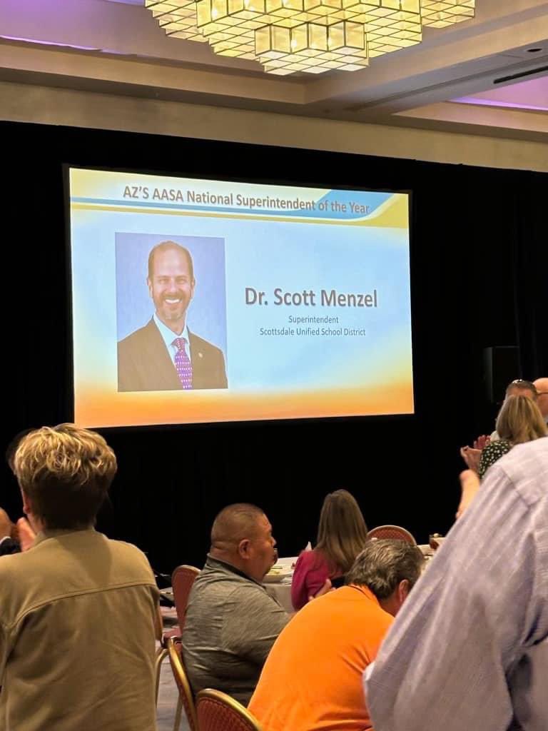 SPC_AZ's tweet photo. Our very own Superintendent Menzel was just awarded the National Superintendent of the Year for Arizona by the Arizona School Administrators! Congratulations Dr. Menzel!! 👏👏👏 @ScottsdaleUSD https://t.co/Tgt8vFs6Tg