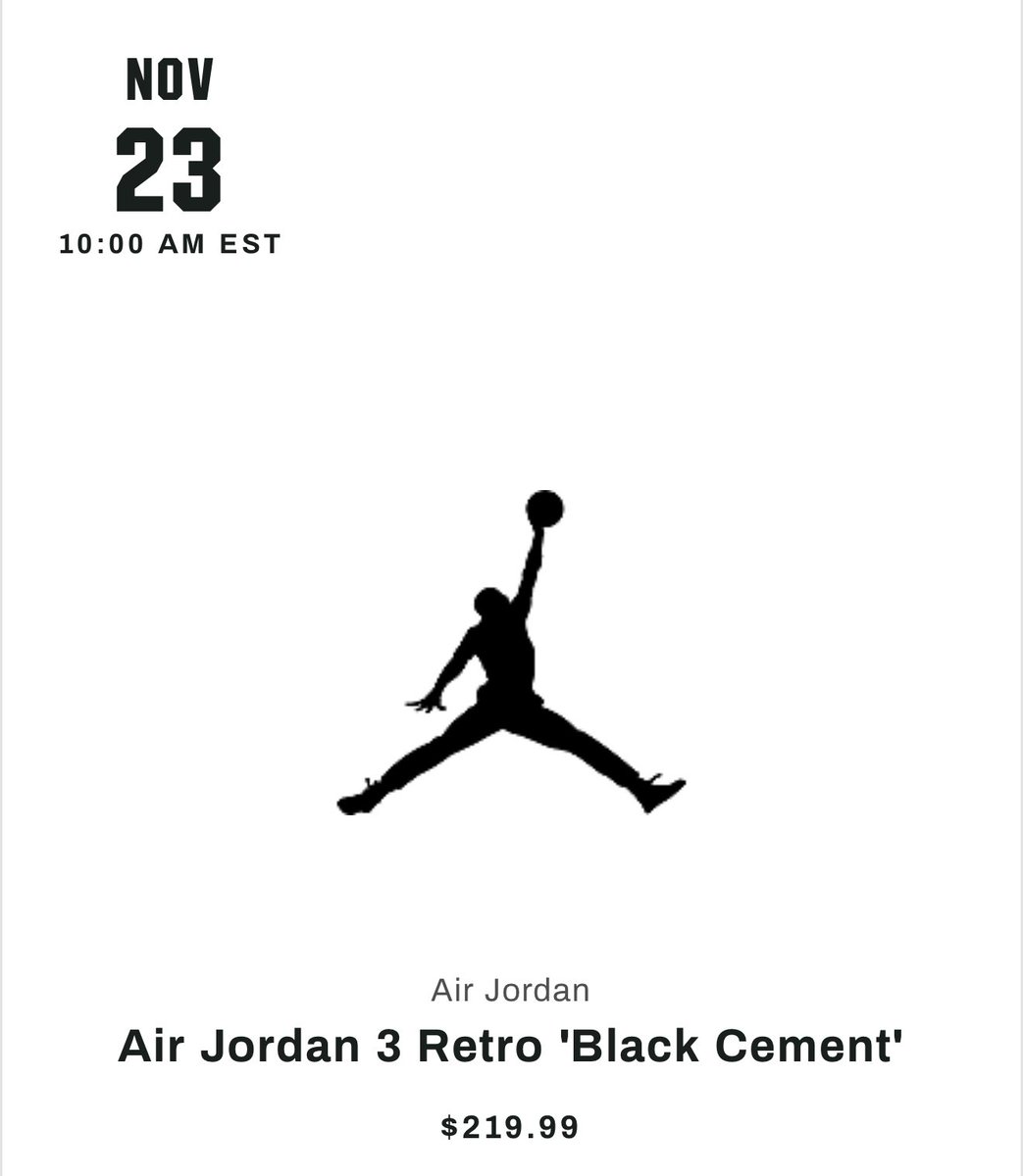 snkr_twitr's tweet photo. 🔥Jordan Retro 3 'Black Cement' loaded on DSG for 11/23 

Calendar -> https://t.co/jAalEOWdtd

📸 @EldenMonitors https://t.co/Be6Bcp6TNZ