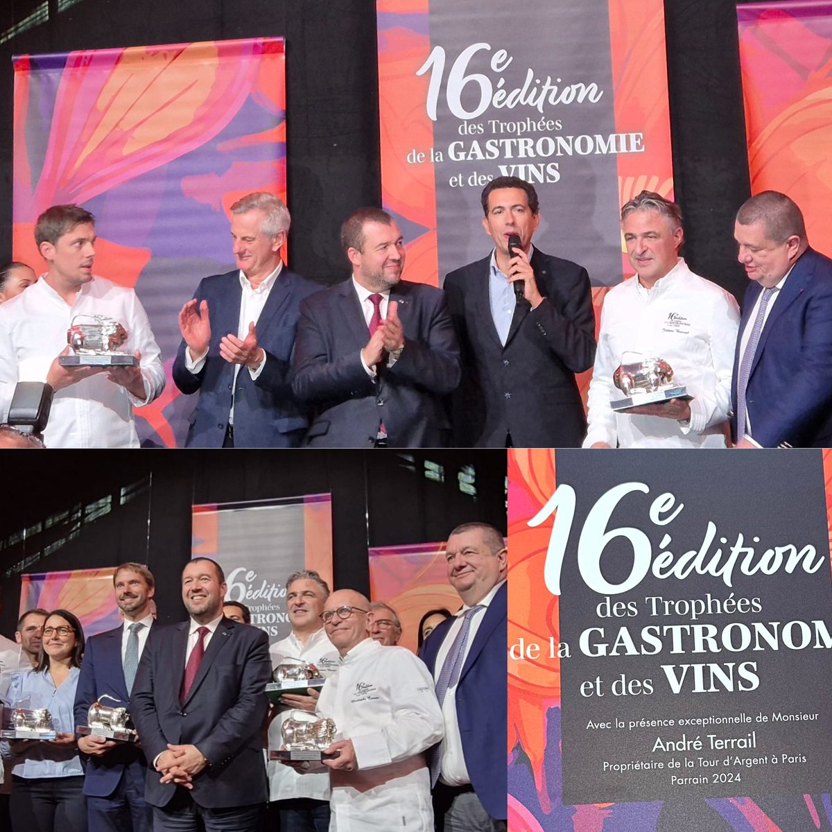 Très belle 16ème édition des Trophées de la gastronomie et du vin parrainée par André Terrail. Avec pour la première fois, deux chefs récompensés. Jérôme Banctel et Fabien Ferré. Félicitations à tous les lauréats. #gastronomie #trophéedelagastronomieetdesvins