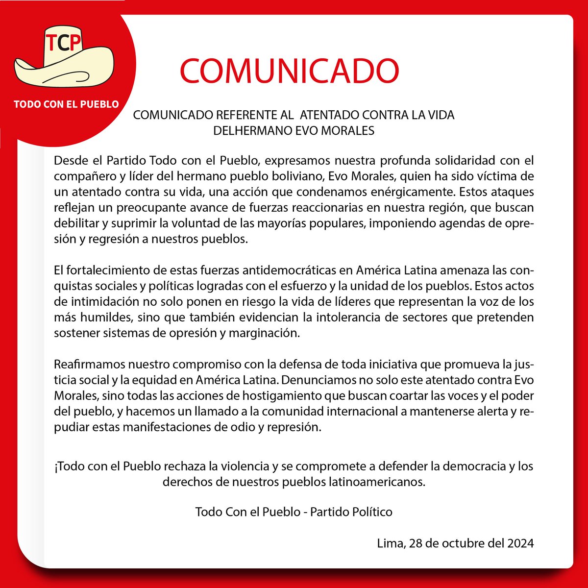 Solidaridad con el hermano <a href="/evoespueblo/">Evo Morales Ayma</a>