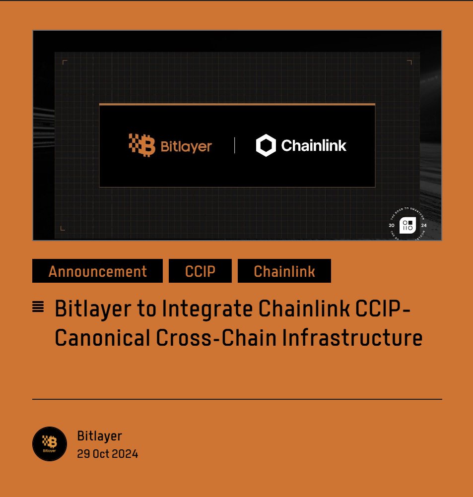 We're proud to announce our integration with <a href="/chainlink/">Chainlink</a>’s CCIP as our canonical  cross-chain infrastructure, enabling:

🔹 Seamlessly interoperability
🔹 Feature-rich cross-chain dapps
🔹 Enchanced liquidity in the #BTCFi ecosystem
🔹 ...and more!

Check out our blog for more