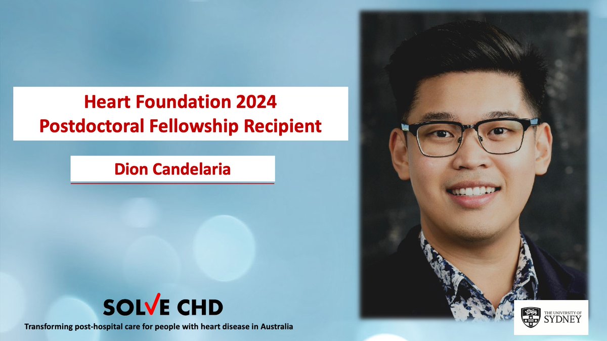 ❤️SOLVECHD❤️ (@solvechd) on Twitter photo 🎉Thrilled to share that our incredible #solvechd superstar <a href="/DionCandelaria_/">Dion Candelaria PhD RN</a> <a href="/CPC_usyd/">Charles Perkins Centre</a> <a href="/syd_health/">Sydney Health</a> has been awarded the <a href="/heartfoundation/">Heart Foundation</a> Postdoc Fellowship for his project on modernising #cardiacrehab with data-driven health systems reform. 🏆 🎉Thrilled to share that our incredible #solvechd superstar <a href="/DionCandelaria_/">Dion Candelaria PhD RN</a> <a href="/CPC_usyd/">Charles Perkins Centre</a> <a href="/syd_health/">Sydney Health</a> has been awarded the <a href="/heartfoundation/">Heart Foundation</a> Postdoc Fellowship for his project on modernising #cardiacrehab with data-driven health systems reform. 🏆