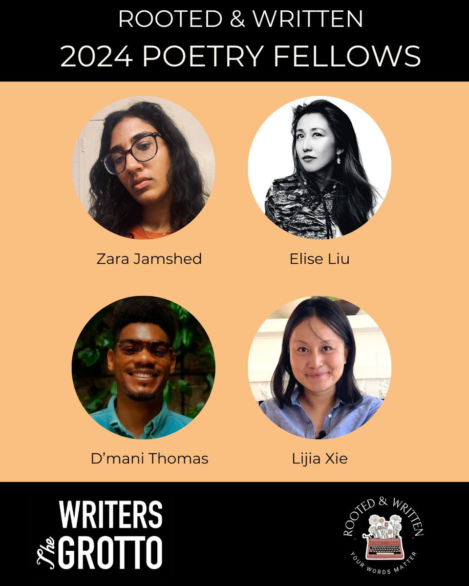 sfgrotto's tweet photo. Meet out 2024 Rooted & Written poetry fellows: Ashia Ajani, Kevin Madrigal Galindo, Zara Jamshed, Elise Liu, Charisel Parla, Evani Radiya-Dixit, D'mani Thomas, and Lijia Xie.
https://t.co/idRdmDKcgW
#RootedWritten #BipocWriters https://t.co/DgU3bWPnga