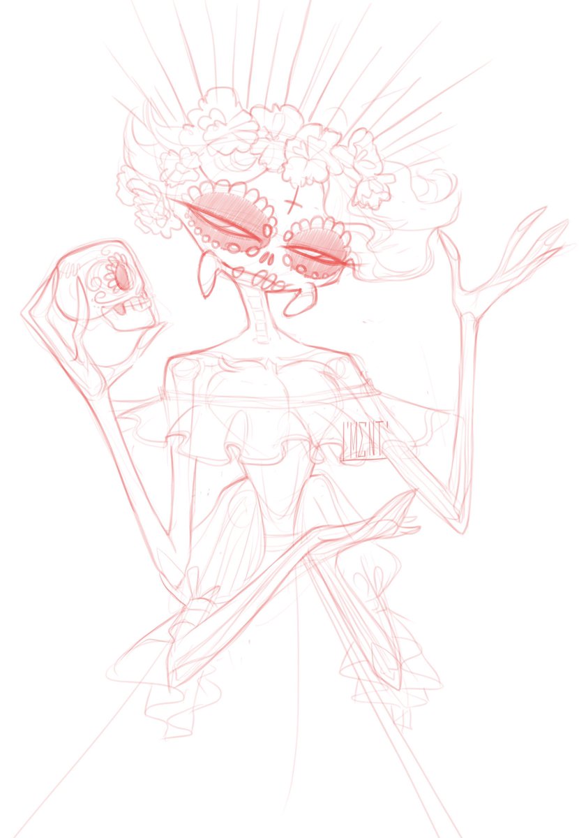 It seems like I’ve got a new fixation. I hope to get further than just sketches, but for now… 💀🌼

#AngelDust #HazbinHotel #LaMuerteAU